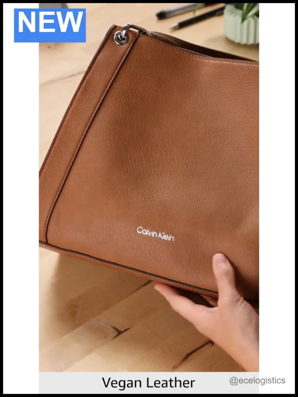 Vegan Leather Triple Compartment Shoulder Bag with Pockets